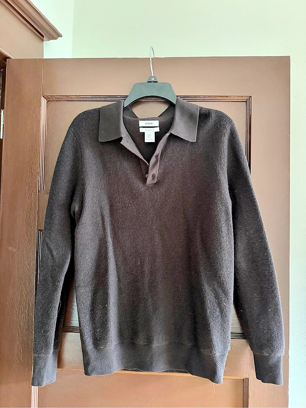 Jason Wu Merino Wool Polo Sweater in Brown Size Small